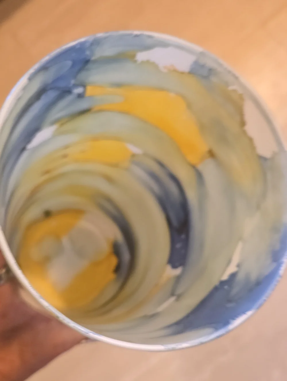 Tall Cylinder Multi-Color Marble Swirl Design Glass Vase